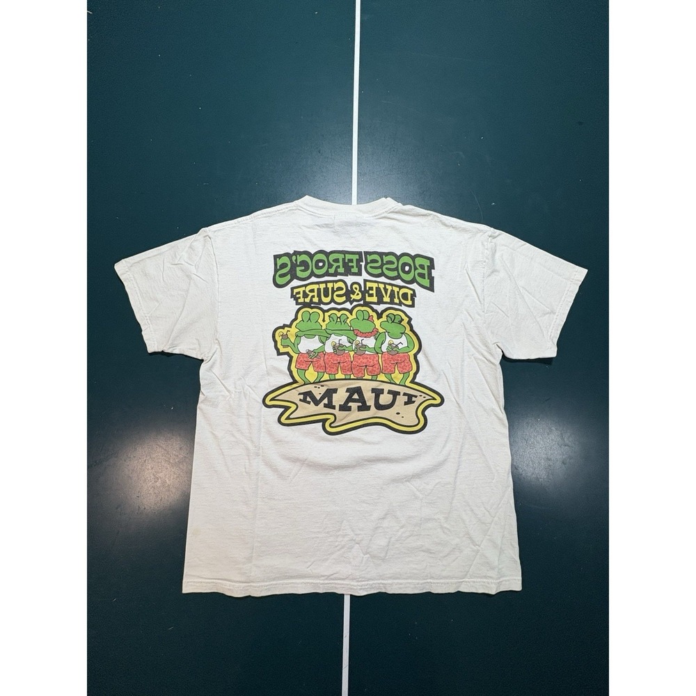 Vintage Maui Boss Frog's‎ T Shirt Men's Large White Double Sided Graphic 90s - Picture 2 of 11